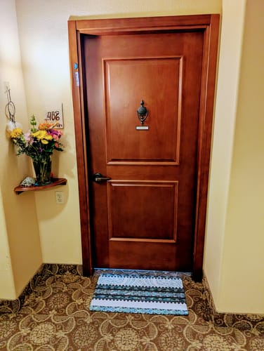 Customer photo review of New Zealand Aotearoa Rubber Doormat With Paua Shell Kowhaiwhai Pattern LT05