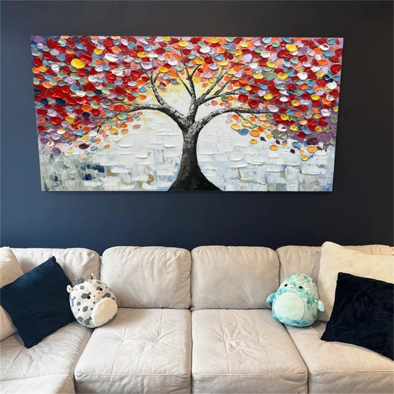Customer photo review of Colorful Tree Textured Painting Canvas #TP008
