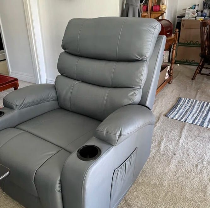 Customer photo review of Homrest Power Lift Recliner Chair with Massage & Heat, Cup Holders & USB Port, Blue