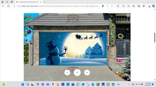 Customer photo review of Lonely Snowman Waving to Santa Sleigh Garage Door Wrap Cover Mural Decoration