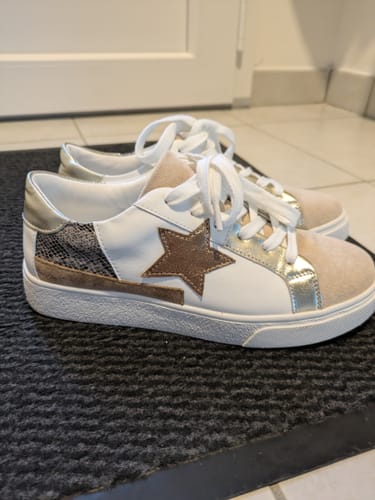 Customer photo review of Basket femme python doré étoile à lacets - Carla