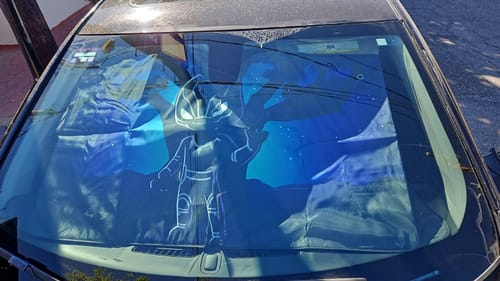 Customer photo review of Black Panther Chibi Auto Sun Shades 918b Universal Fit