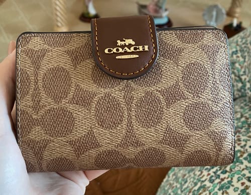 Customer photo review of Medium Corner Zip Wallet In Signature Canvas (Gold/Tan/Brown)