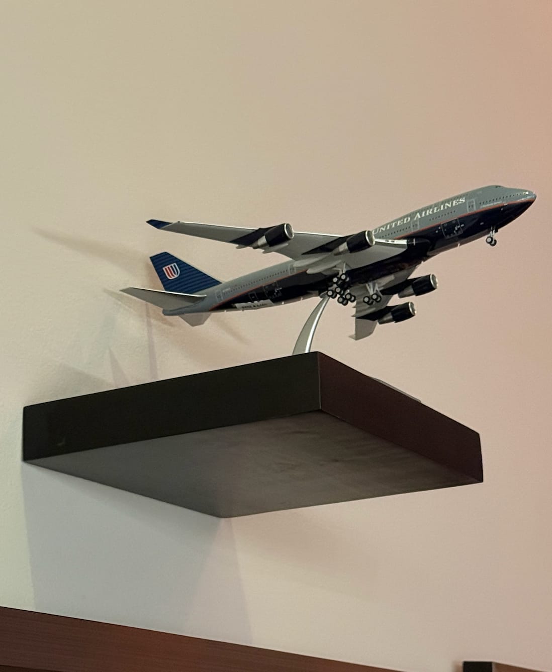 Customer photo review of Black & White Maple Floating Shelves