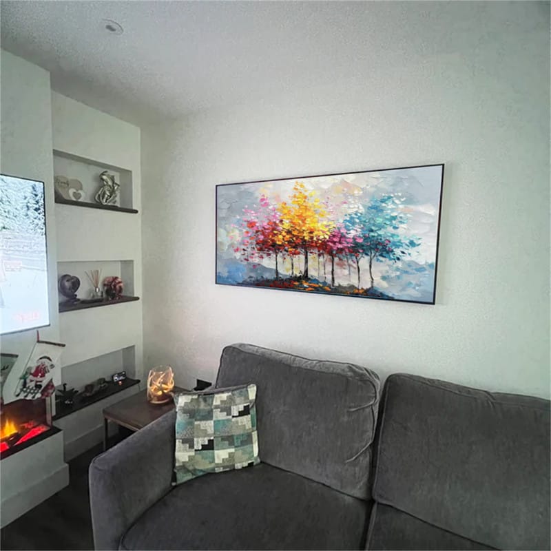 Customer photo review of Colorful  Tree Textured Painting Canvas #TP010