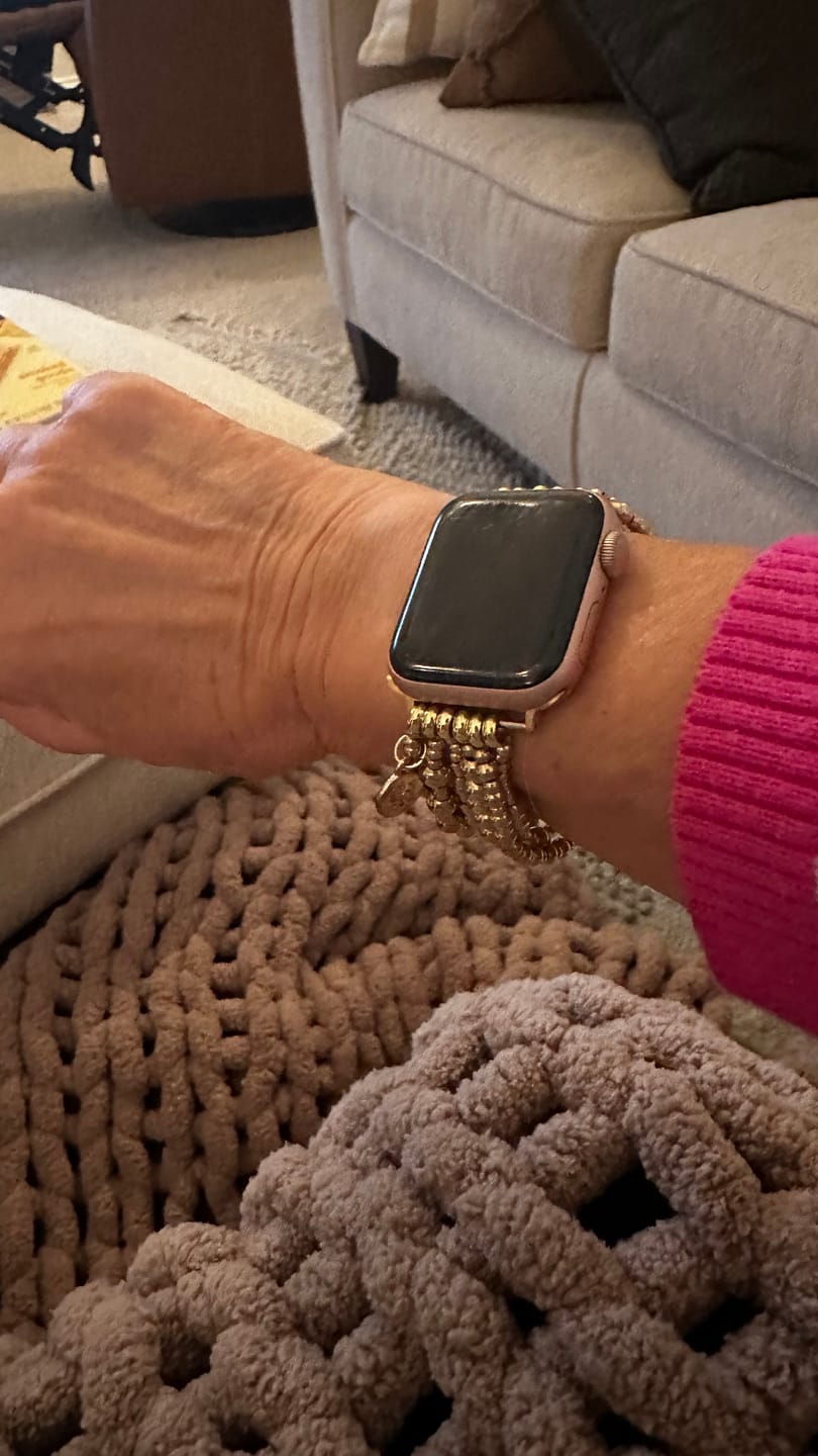 Customer photo review of Golden Demure Stretch Apple Watch Strap