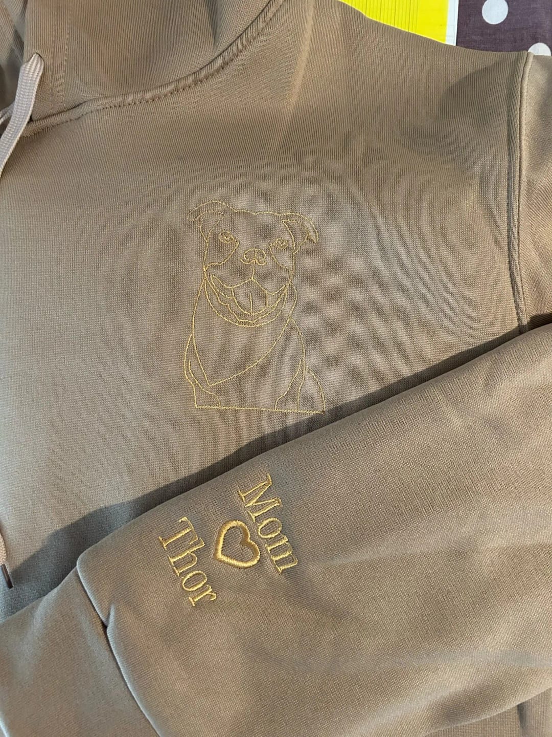Customer photo review of Custom embroidered couples sweatshirts: upload photos and personalize text, choose from15 colors to create a unique, one-of-a-kind gift new
