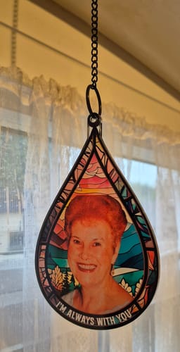 Customer photo review of Memorial Family Gift Teardrop - Personalized Window Hanging Suncatcher Photo Ornament