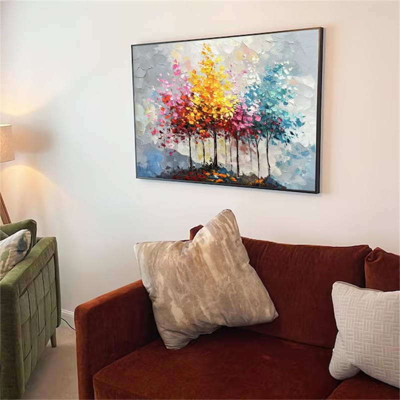 Customer photo review of Colorful  Tree Textured Painting Canvas #TP010