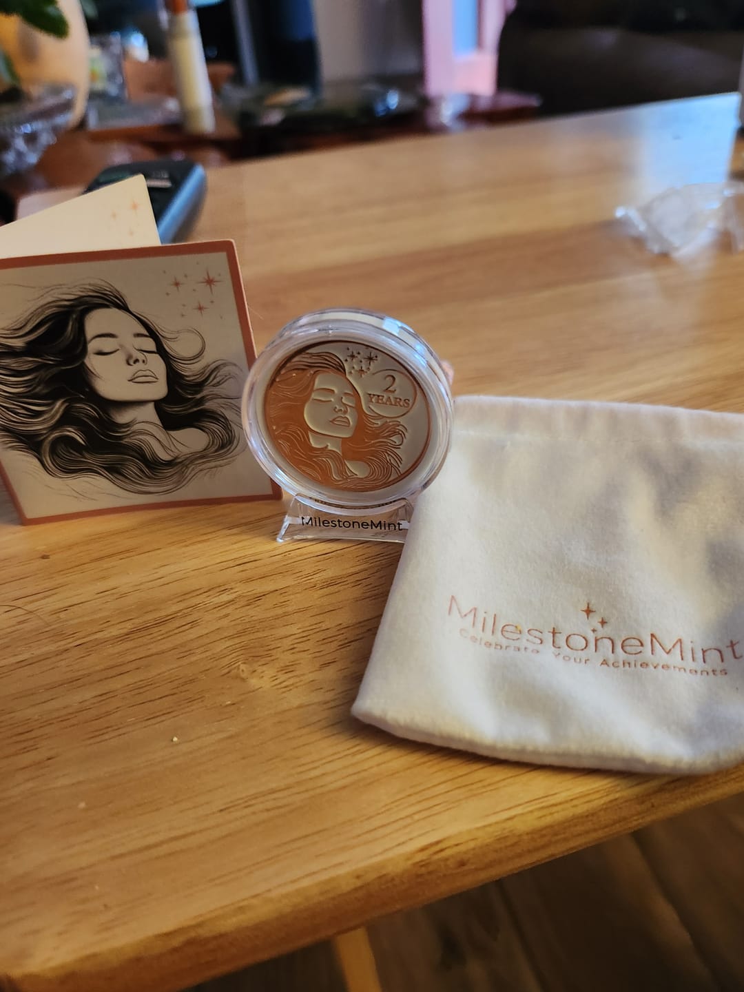 Customer photo review of Woman's Serenity Token Sobriety Coin Gift Set Rose Gold