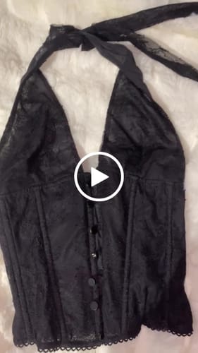 Customer video review of Sample Lace Halter Top - black