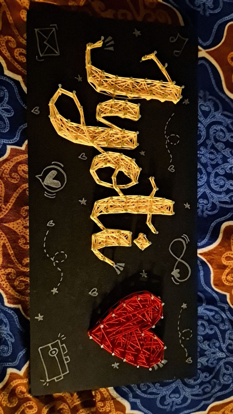 Customer photo review of Artsy- Customised Mini Nameplate String Art