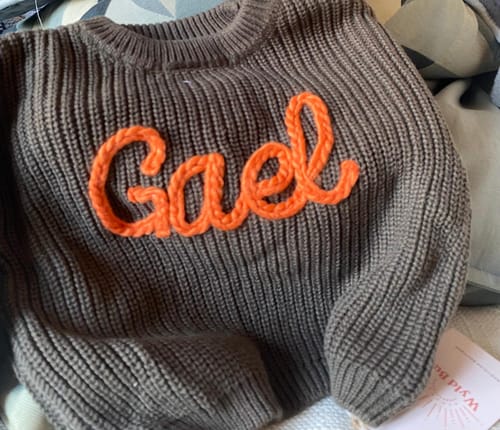 Customer photo review of Hand Knitted Personalized Sweater