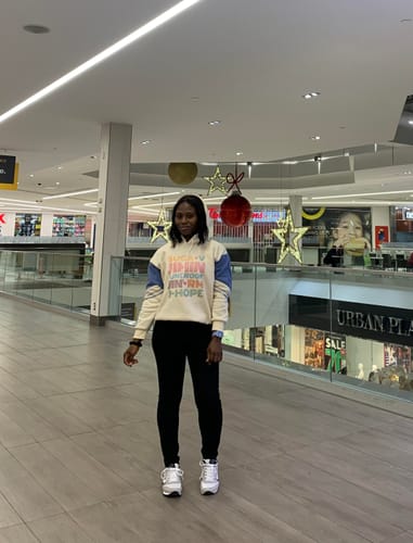 Customer photo review of Trendy Kpop Letter Color Black Loose Hoodie
