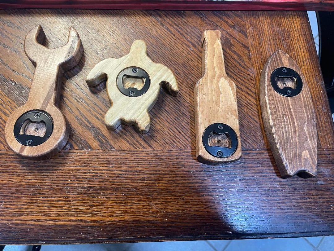 Customer photo review of Set 2 - 6 Bottle Opener Acrylic Router Templates