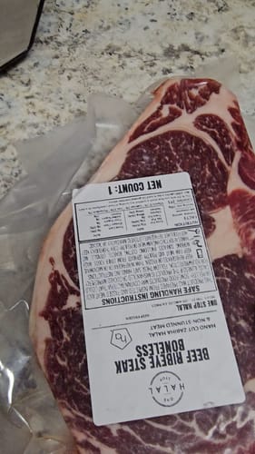 Customer photo review of Halal Ribeye Steak - Boneless