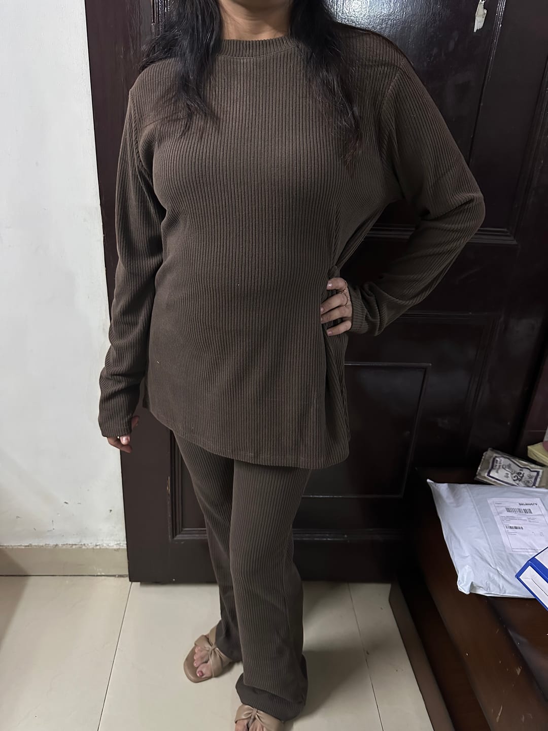 Customer photo review of BROWN PURE CORDUROY CO ORD WOMEN