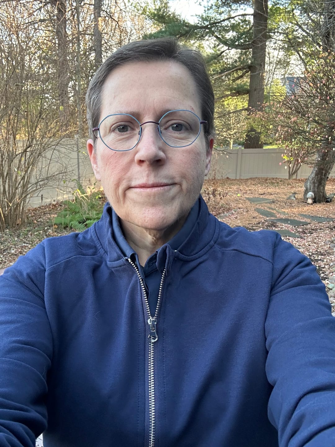 Customer photo review of Navy Solid  No Hood Zip Up