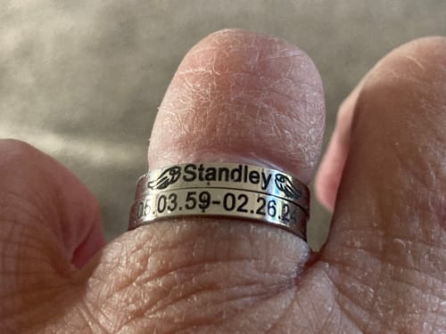 Customer photo review of Personalized Wings Memorial Rings Set of 2 Stacking Ring