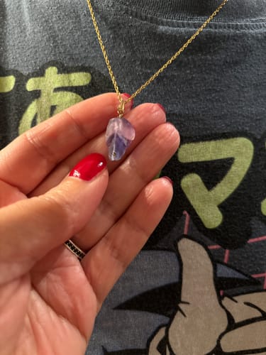 Customer photo review of Seltene Bicolor Fluorit Anhänger Gold Silber