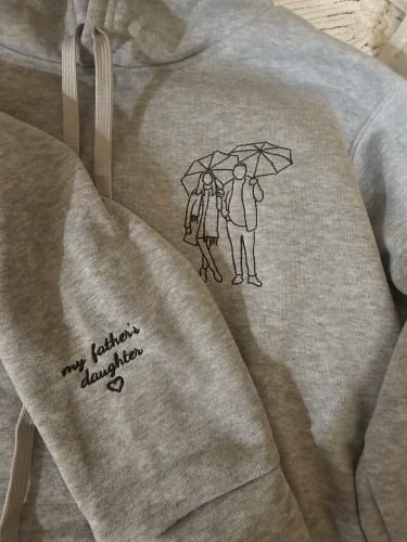 Customer photo review of Custom embroidered couples sweatshirts: upload photos and personalize text, choose from15 colors to create a unique, one-of-a-kind gift new
