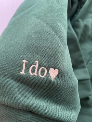 Customer photo review of Custom embroidered couples sweatshirts: upload photos and personalize text, choose from15 colors to create a unique, one-of-a-kind gift new
