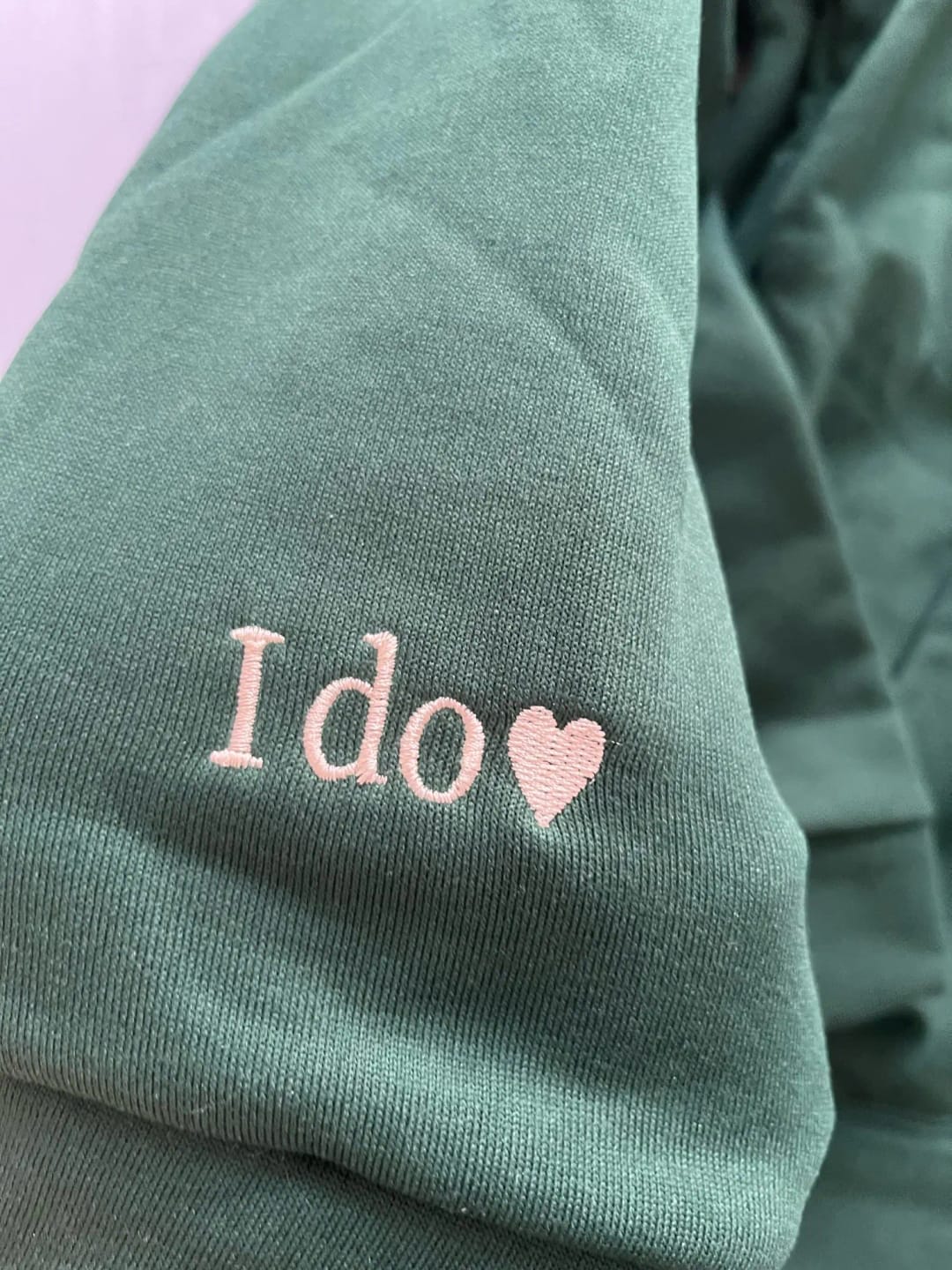 Customer photo review of Custom embroidered couples sweatshirts: upload photos and personalize text, choose from15 colors to create a unique, one-of-a-kind gift new