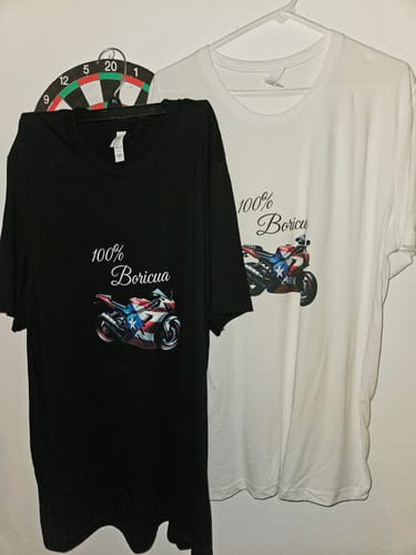 Customer photo review of 100% Boricua Motorcycle Jersey Short Sleeve Tee - Puerto Rico - Puertorriqueño