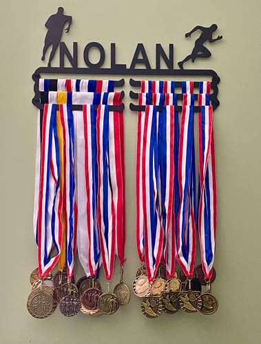 Customer photo review of Customized Medal Display Hanger