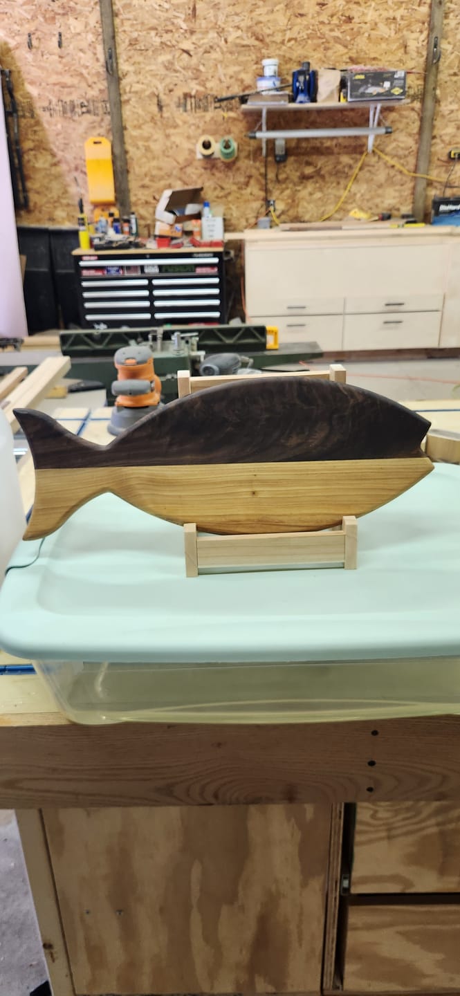 Customer photo review of 18x7" Simple Fish Shaped Serving Board Acrylic Router Template