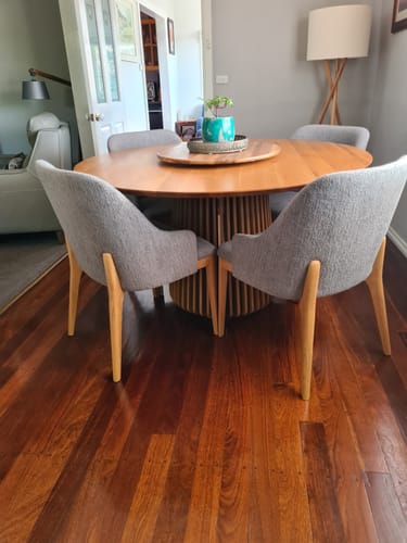 Customer photo review of Beckett Fabric Dining Chair in Oak/Grey