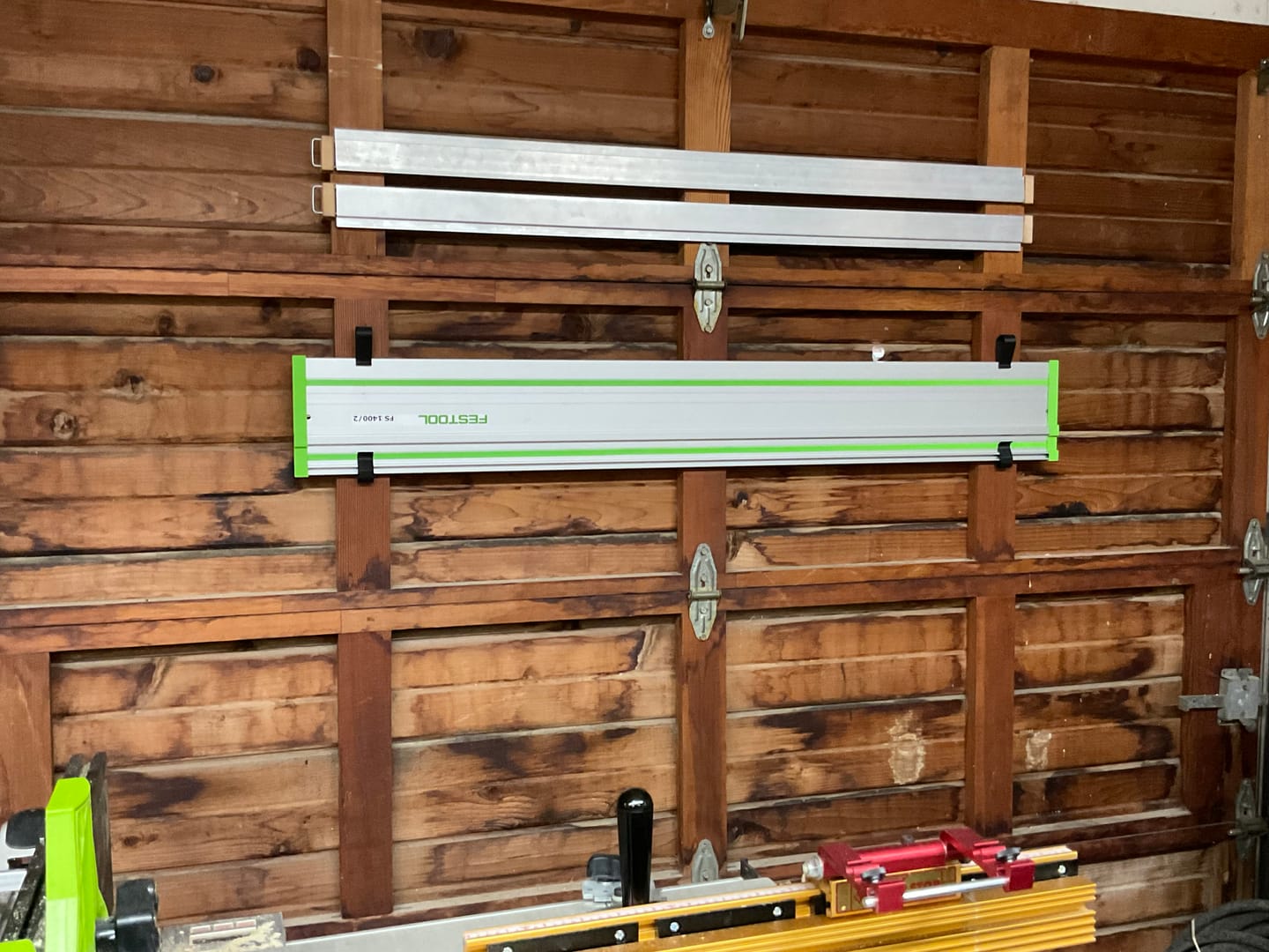 Customer photo review of Garage Door/Wall Mount Brackets for Track Saw Guide Rails