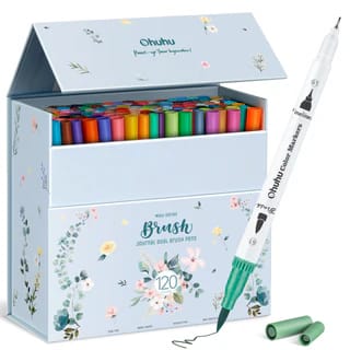 Customer photo review of Ohuhu Maui 160 Colors Dual Tips Water Based Art Markers, Brush & Fineliner