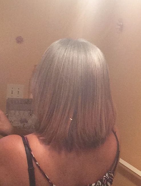 Customer photo review of Luvwin Salt And Pepper Full Machine Made Bang Wig With Small Lace