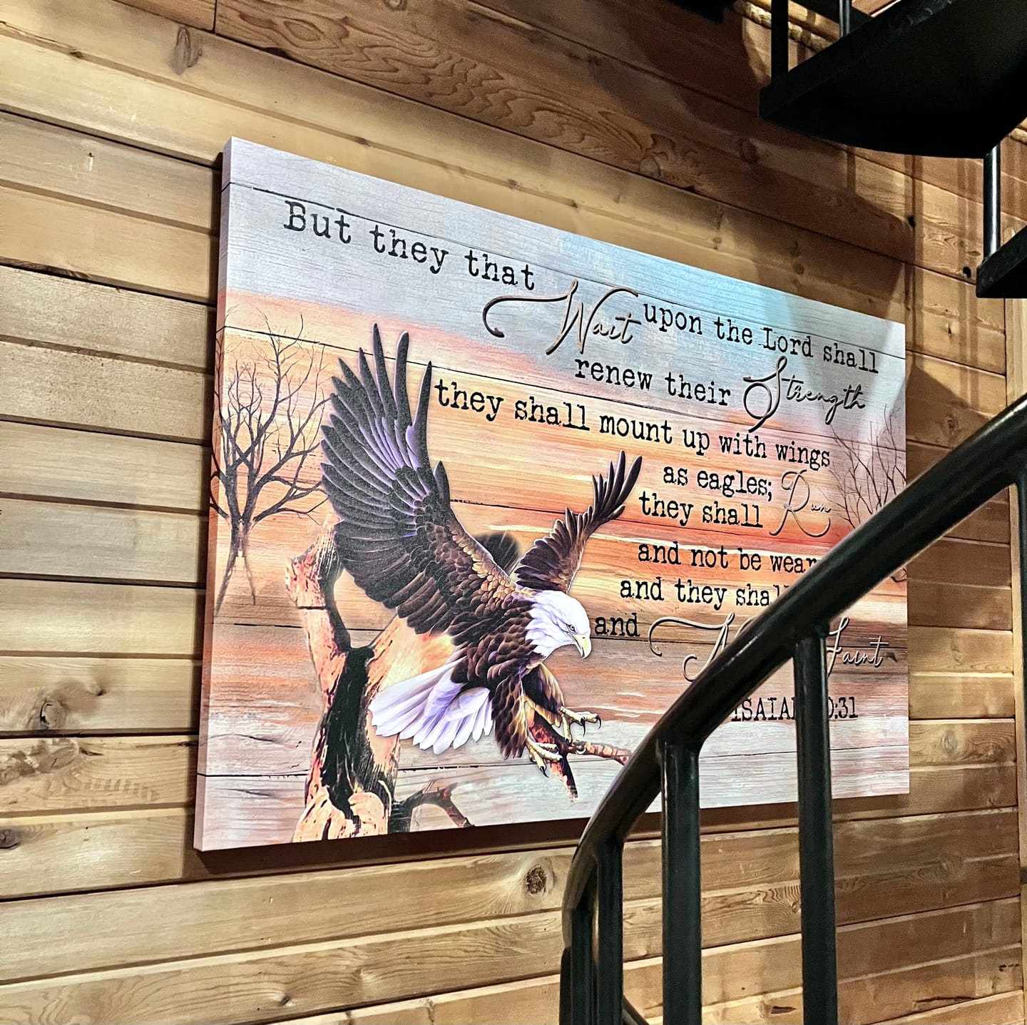 Customer photo review of Eagle Wingspan, They That Wait Upon The Lord Isaiah 40:31 Christian Wall Art Canvas Print