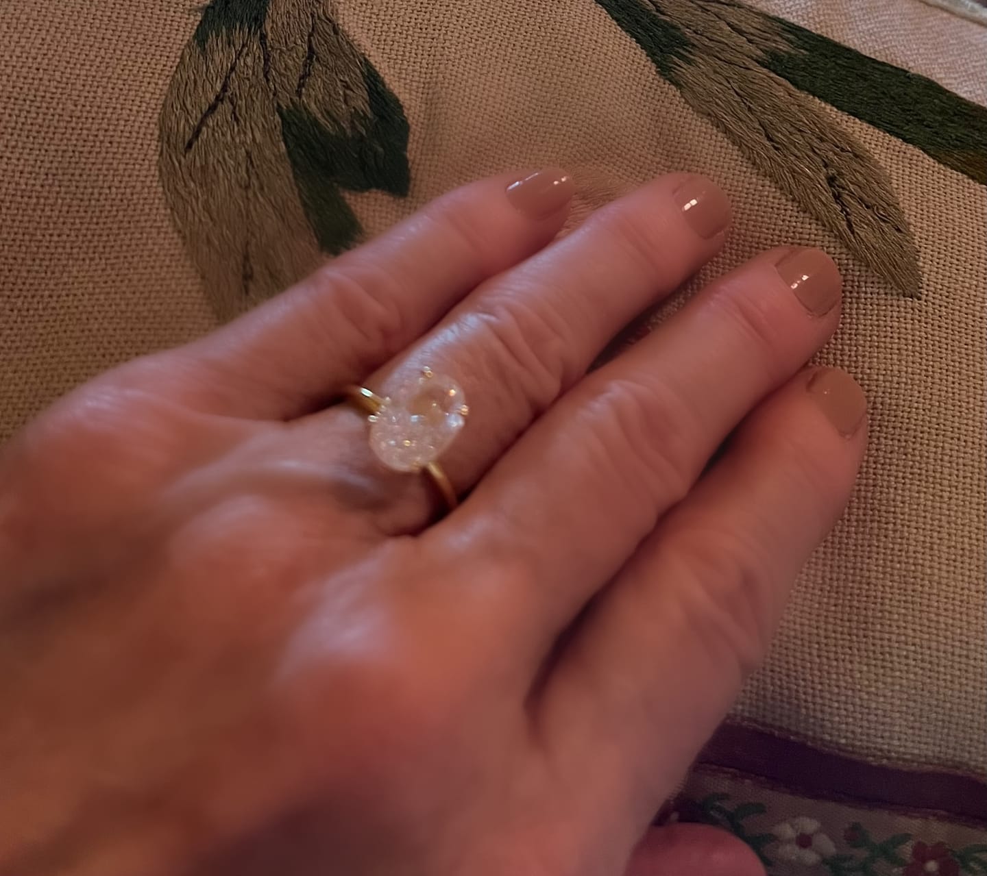 Customer photo review of Gold Plain Band Oval Solitaire Ring