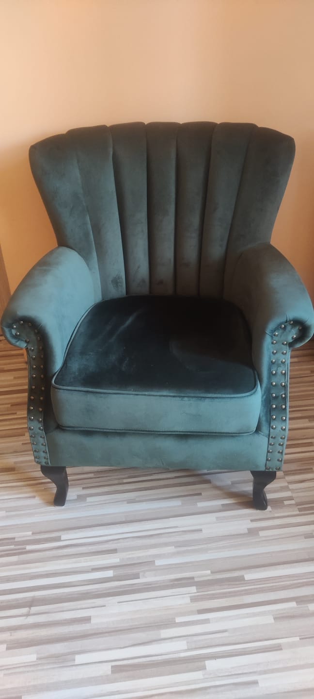 Customer photo review of Fotoliu TITAN, verde inchis/negru, stofa catifelata/lemn, 73x70x87 cm