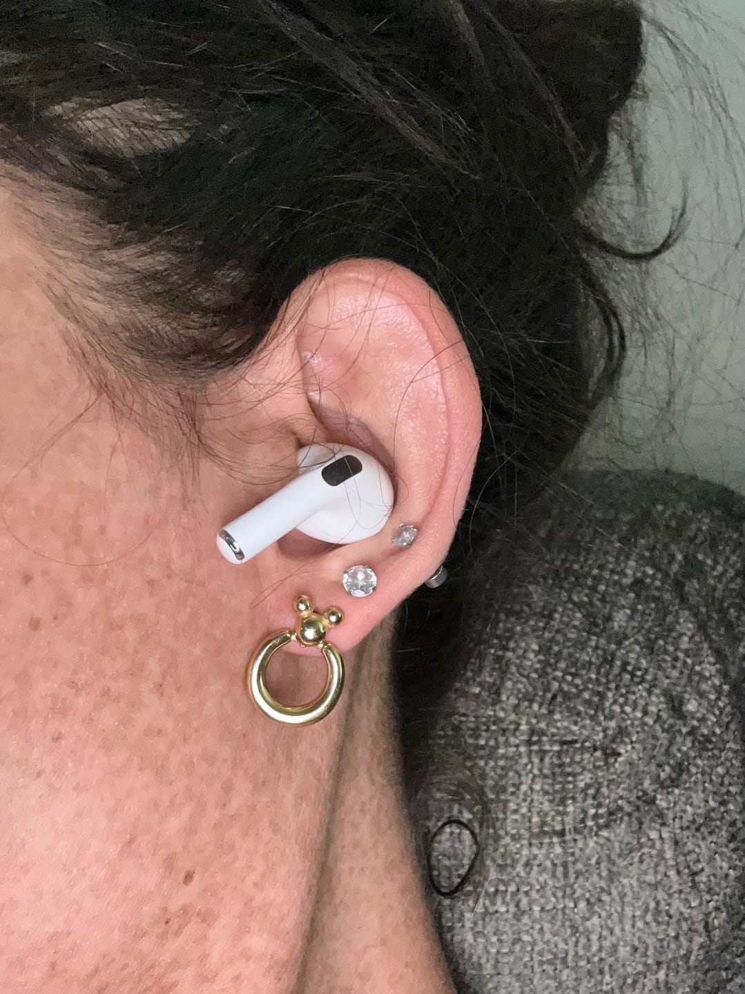 Customer photo review of Mini Leader of the Club Earrings