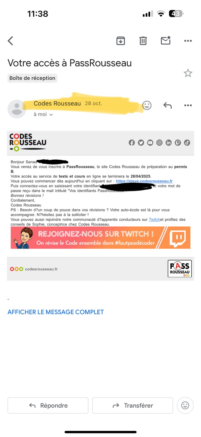 Customer photo review of ENTRAÎNEMENT AU CODE DE LA ROUTE POUR 20€
