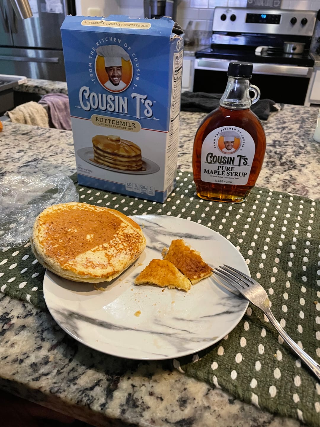 Customer photo review of Cousin T's Maple Syrup & Pancake Mix Bundle