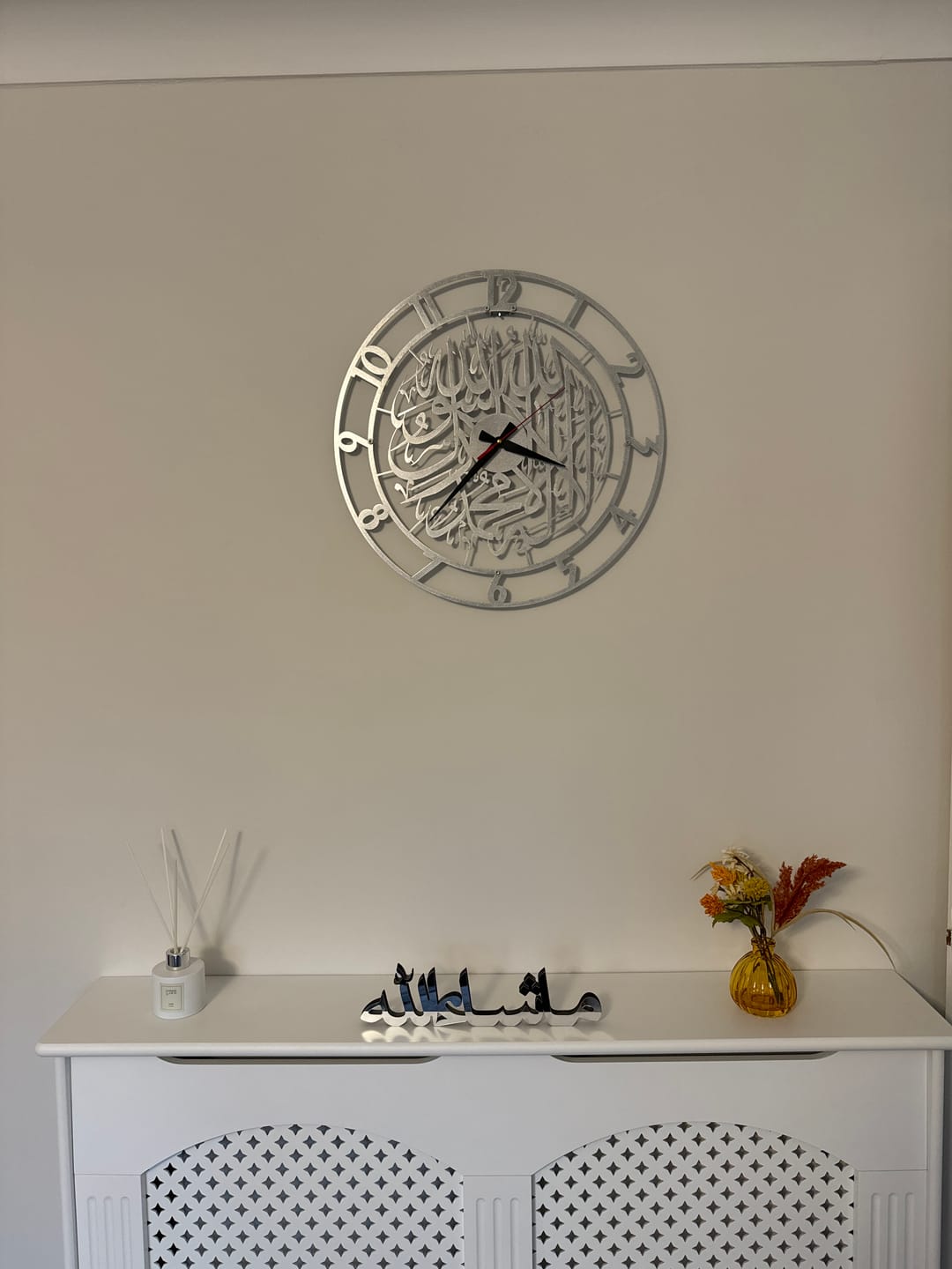 Customer photo review of Kufic First Kalima Metal Clock Islamic Wall Art