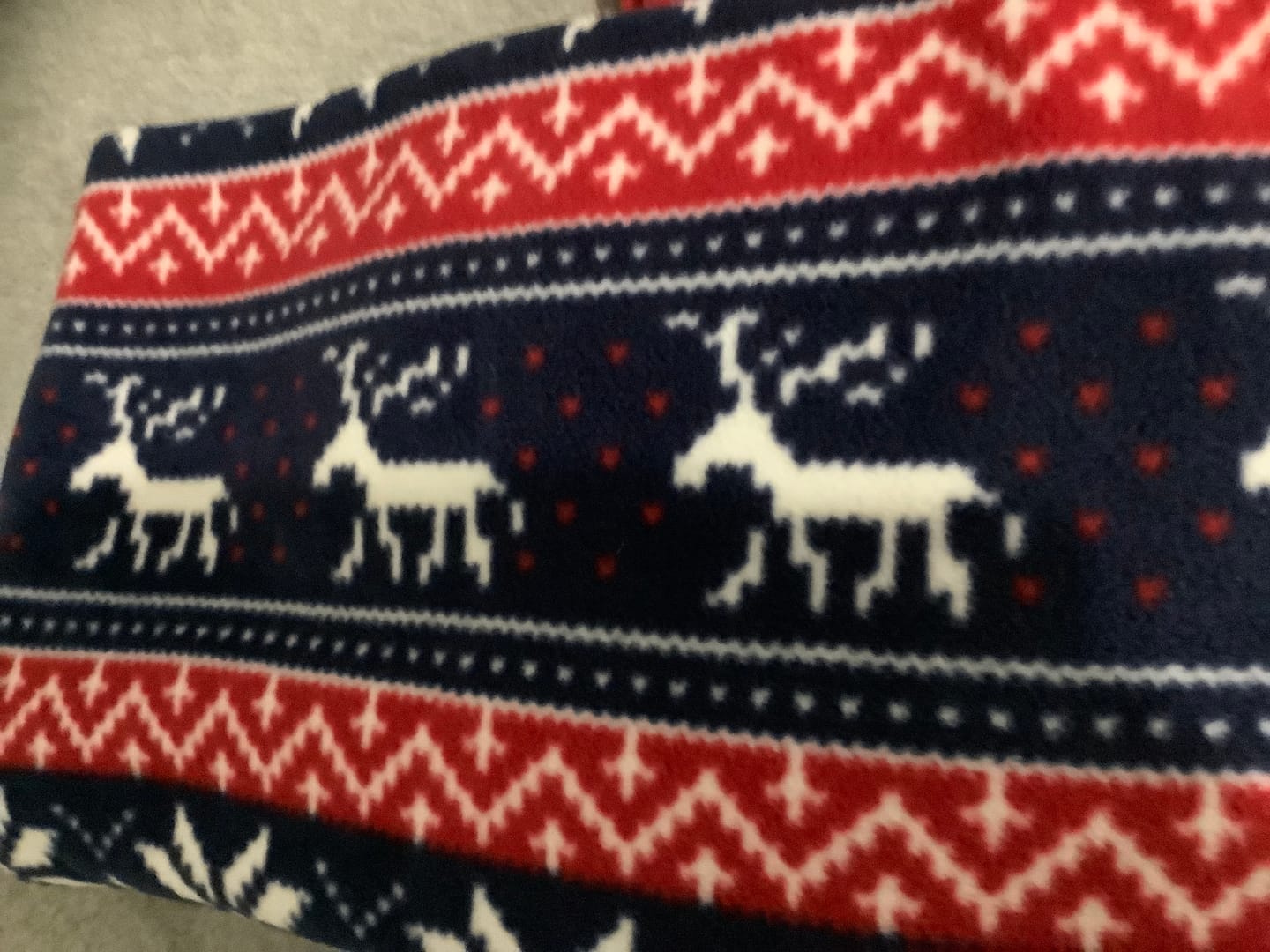 Customer photo review of Navy and Red Reindeer Anti Pill Polar Fleece Fabric