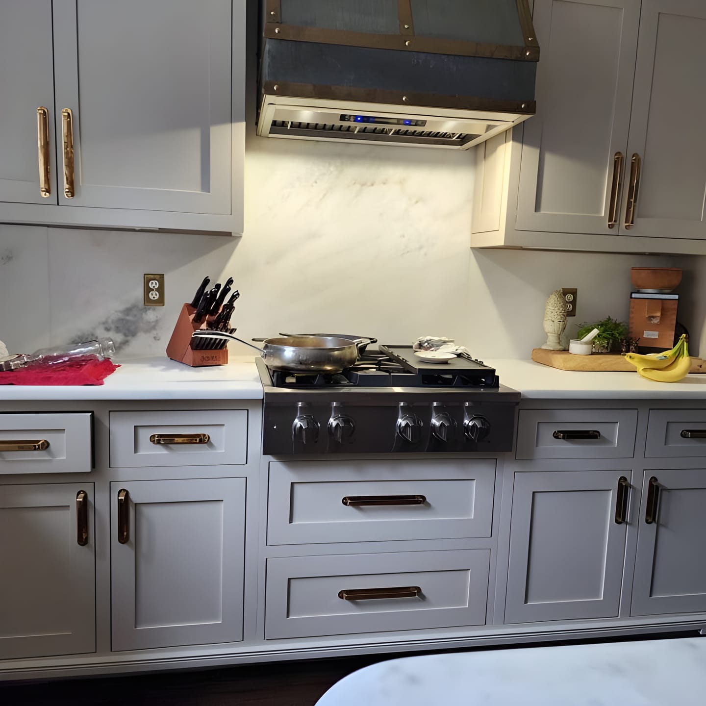 Customer photo review of Brass Antique Round Drawer Pulls with Backplate