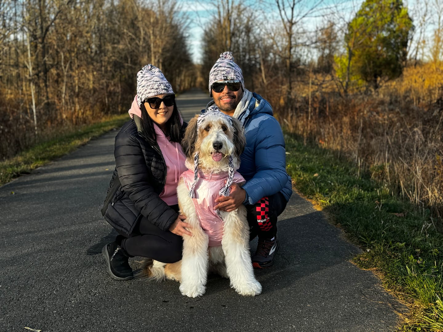 Customer photo review of Human Pompom Hat - Purple & Lavender