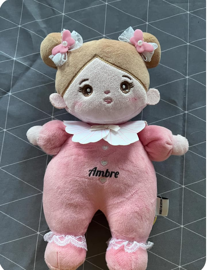Customer photo review of Mini Rose Personnalisée Poupée en Peluche avec Yeux Ouverts