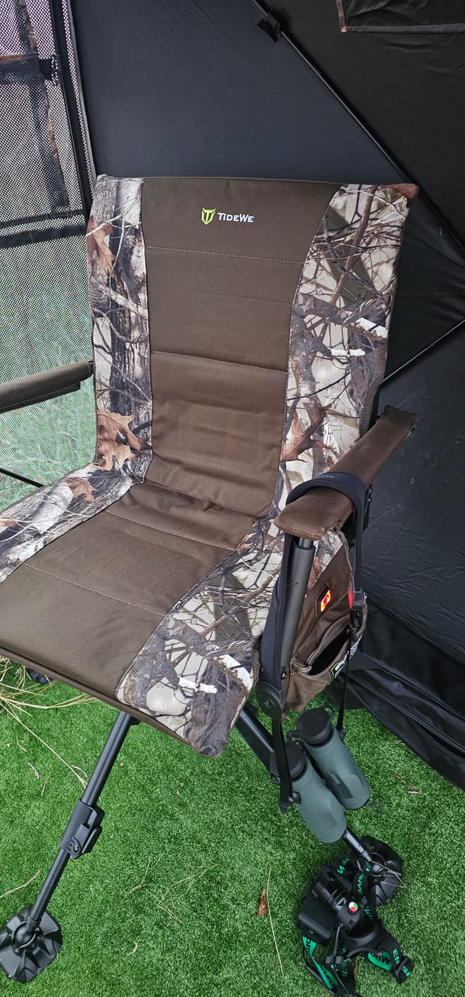 Customer photo review of TideWe Heated Hunting Chair Adjustable Height 360°  Swivel Blind Chair With Armrests