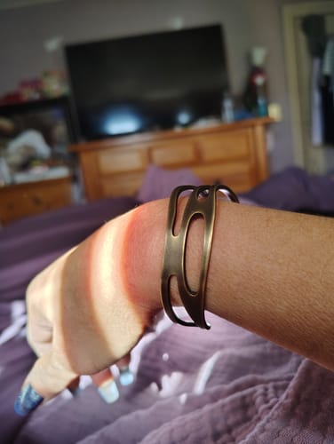 Customer photo review of Buddha Stones Vintage Curved Copper Brass Wealth Adjustable Cuff Bracelet Bangle
