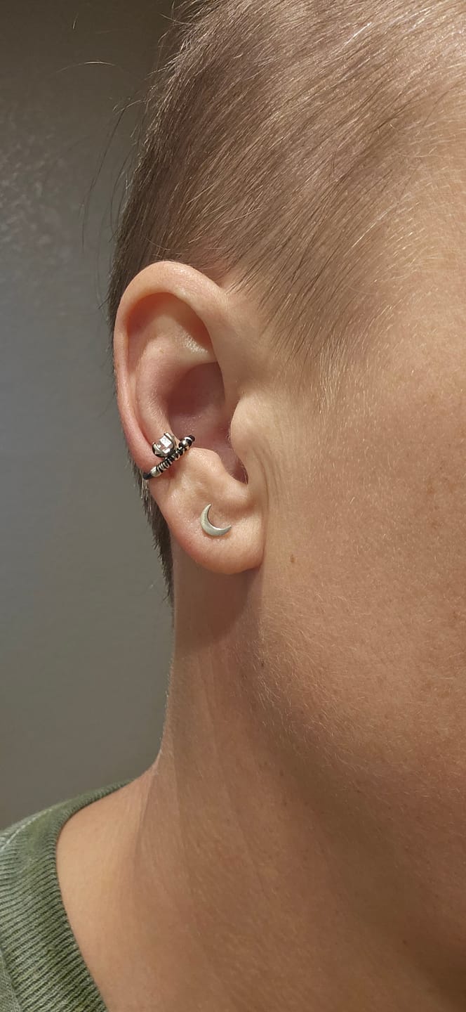 Customer photo review of Herkimer Quartz Crystal Septum + Daith Ring