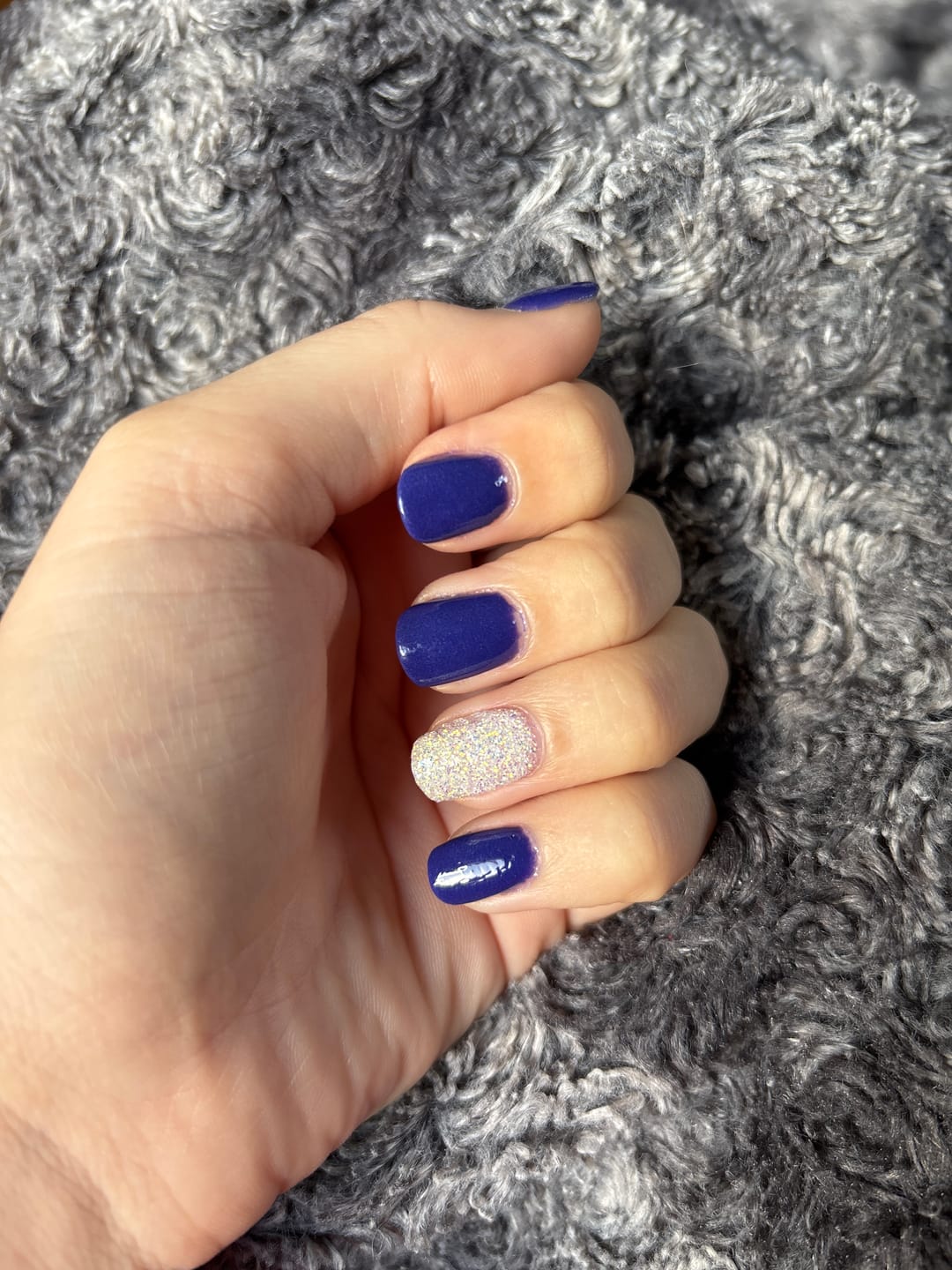Customer photo review of Sapphire Blue Dipping Powder