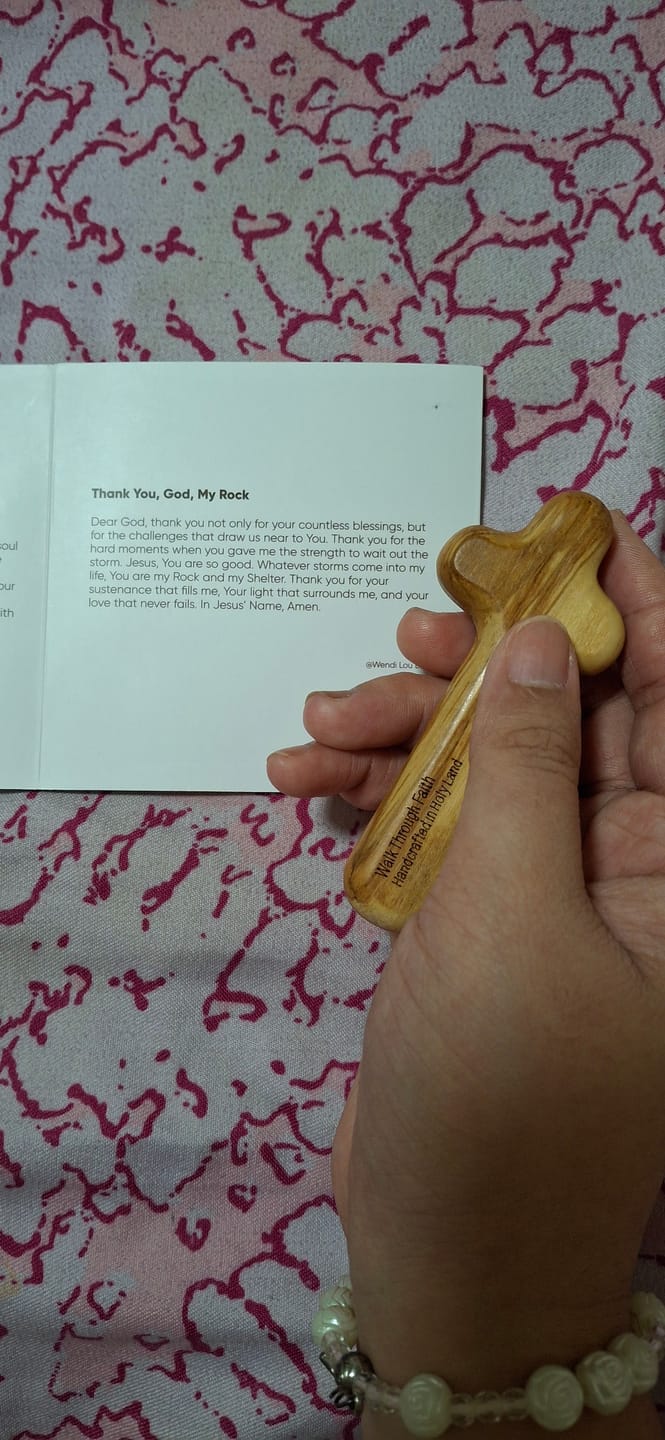 Customer photo review of Holy Land Olive Wood Comfort Cross